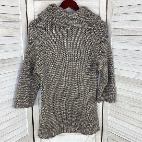 Tommy Bahama Melifont Cowl Neck Pullover Sweater Taupe Metallic XS 3/4 Sleeve - Picture 9 of 11